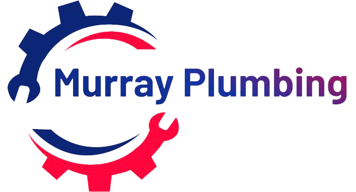 Logo for Murray Plumbing, trusted plumber El Dorado County, featuring a blue gear and red wrench forming a circle, with "Murray Plumbing" in blue and purple gradient text to the right.