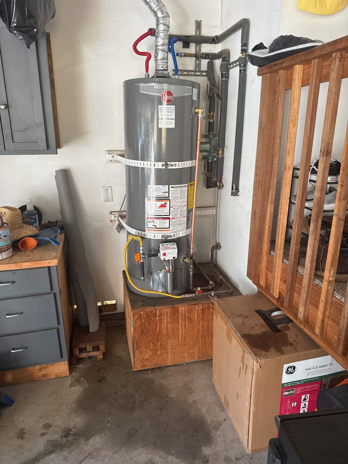 Close-up of a silver water heater in El Dorado County, CA for Murray Plumbing
