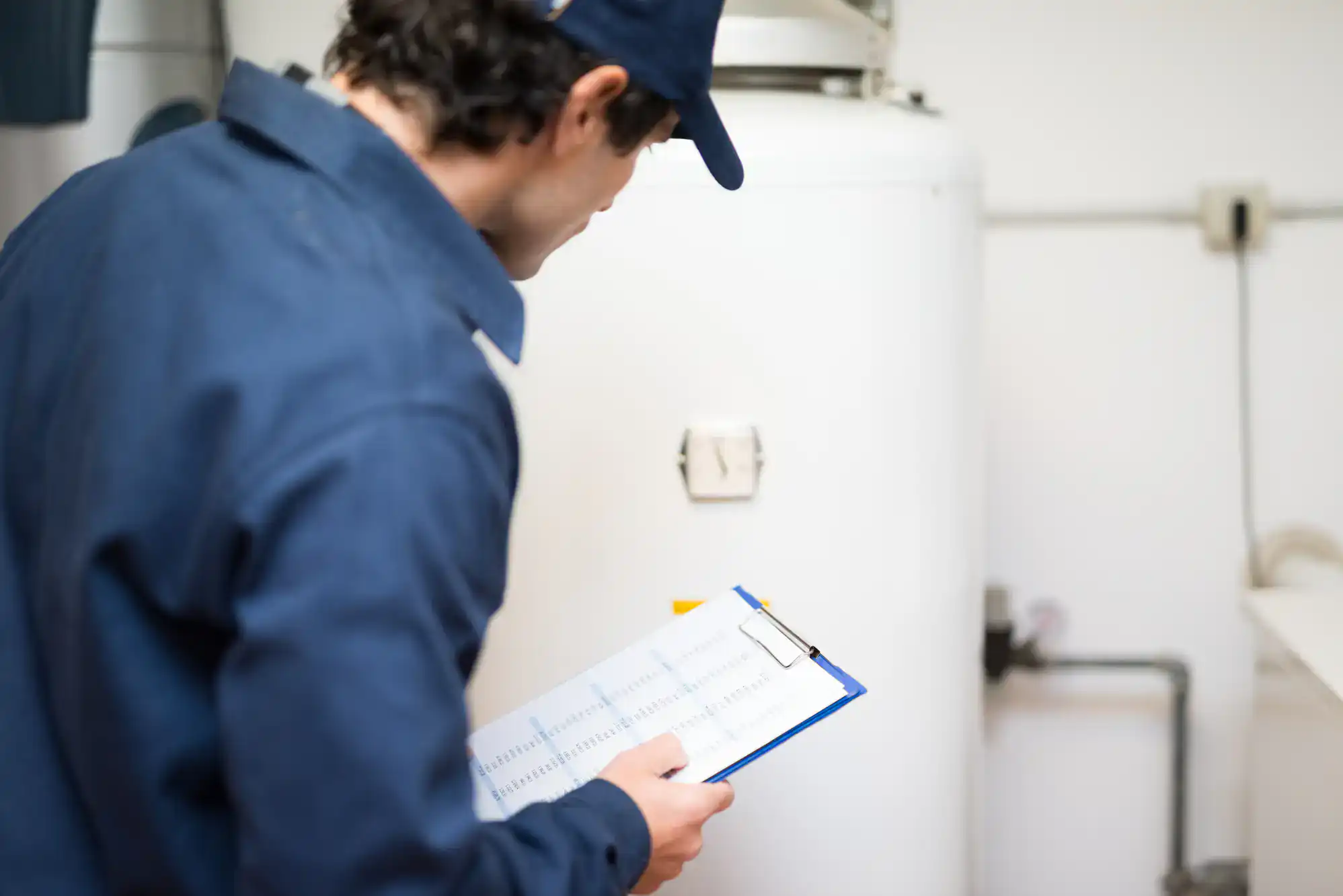 Murray Plumbing technician inspecting a water heater in El Dorado County, ensuring optimal performance and efficiency for local homeowners